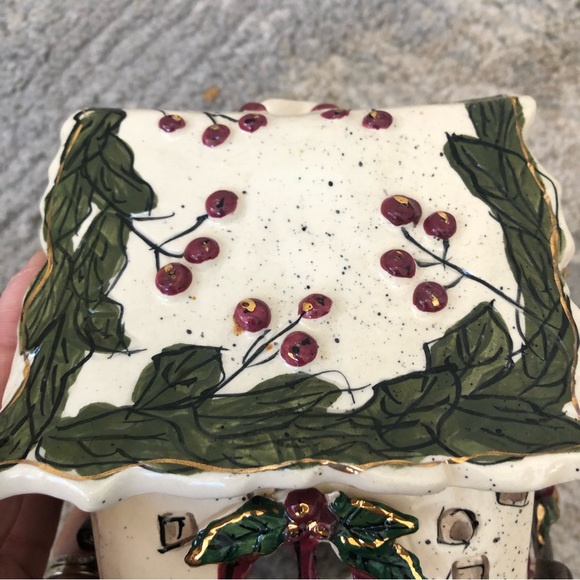 Blue Sky Clayworks “Holly Berry House” 2001 Heather Goldminc Tea Light No Base - Picture 9 of 14